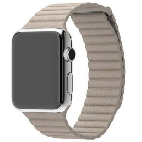 Curea iUni compatibila cu Apple Watch 1/2/3/4/5/6/7, 42mm, Leather Loop, Piele, Kaki