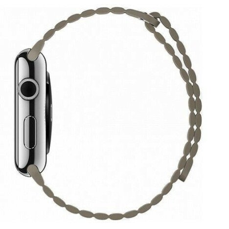 Curea iUni compatibila cu Apple Watch 1/2/3/4/5/6/7, 42mm, Leather Loop, Piele, Kaki